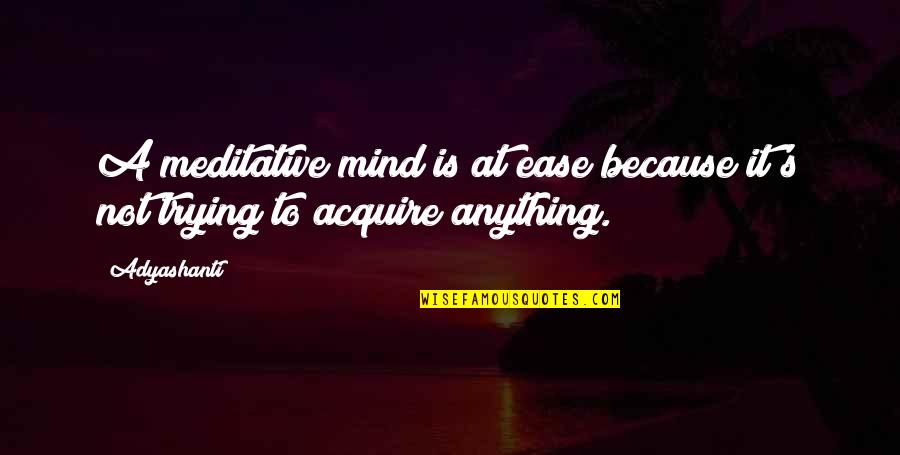 Ease Your Mind Quotes By Adyashanti: A meditative mind is at ease because it's