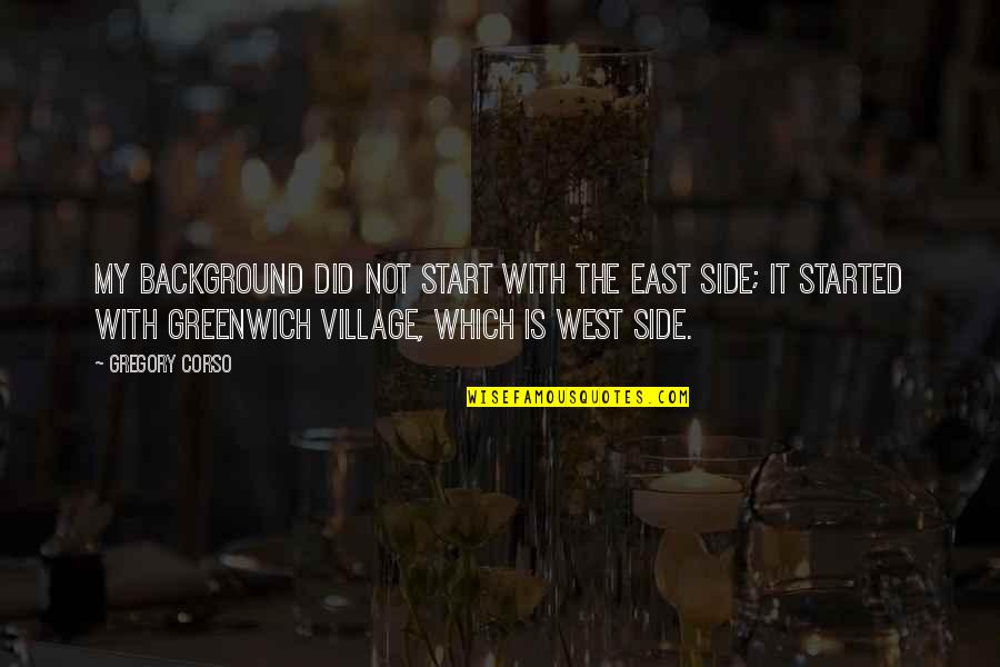 East Is East Quotes By Gregory Corso: My background did not start with the East East Is East Quotes By Gregory Corso: My background did not start with the East