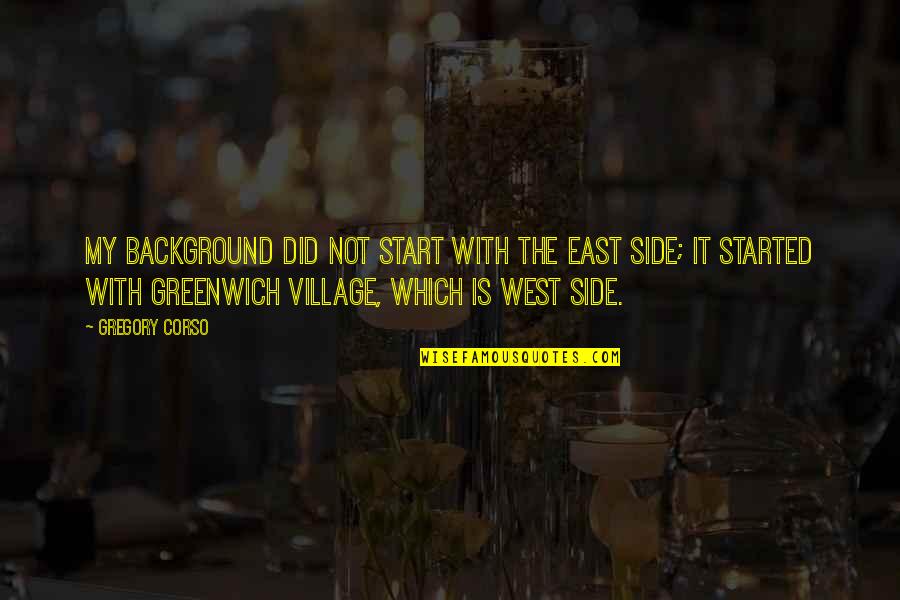 East West Quotes By Gregory Corso: My background did not start with the East