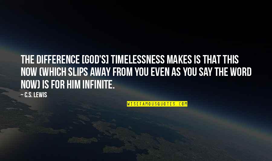 Easterbys West Quotes By C.S. Lewis: The difference [God's] timelessness makes is that this