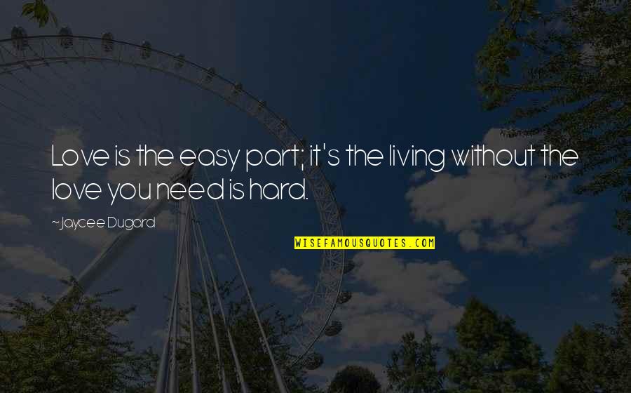 Easy Living Quotes By Jaycee Dugard: Love is the easy part; it's the living