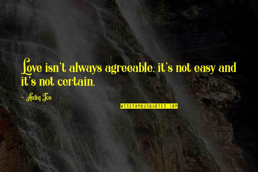 Easy Love Quotes By Auliq Ice: Love isn't always agreeable, it's not easy and