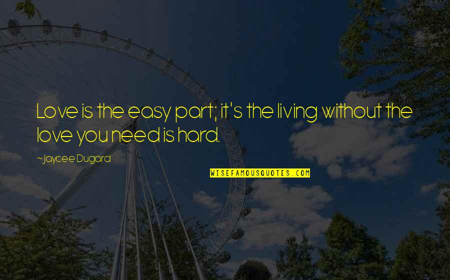 Easy Love Quotes By Jaycee Dugard: Love is the easy part; it's the living