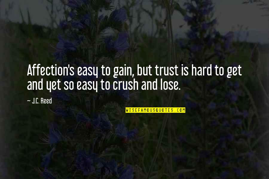 Easy To Get Easy To Lose Quotes By J.C. Reed: Affection's easy to gain, but trust is hard