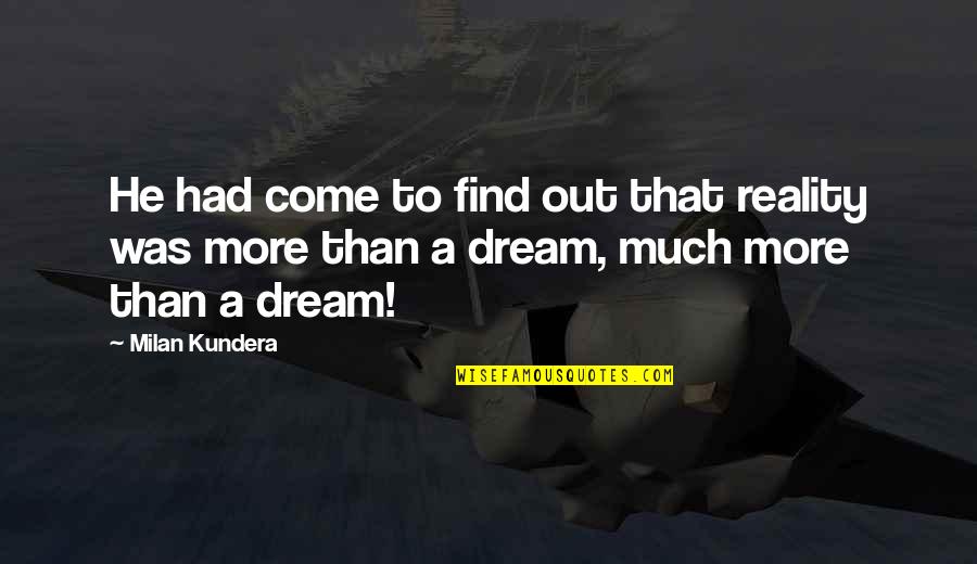 Easy To Get Girl Quotes By Milan Kundera: He had come to find out that reality