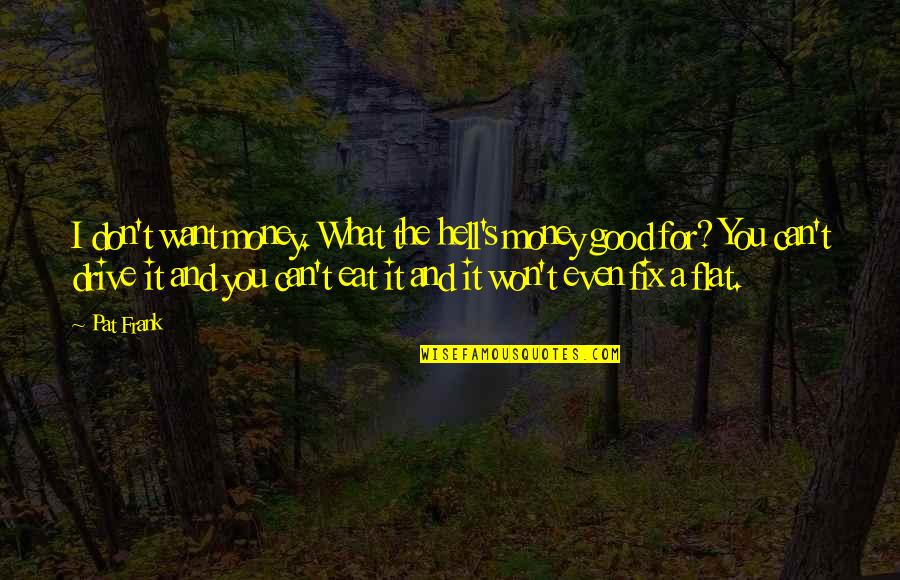 Eat All You Can Quotes By Pat Frank: I don't want money. What the hell's money