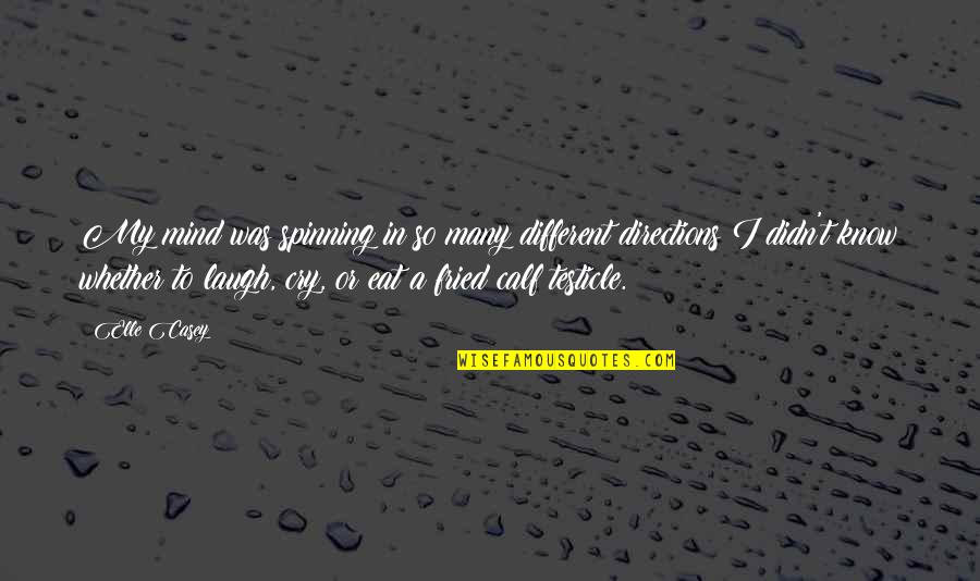 Eat And Laugh Quotes By Elle Casey: My mind was spinning in so many different Eat And Laugh Quotes By Elle Casey: My mind was spinning in so many different