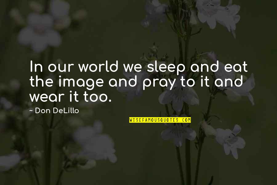 Eat Sleep And Pray Quotes By Don DeLillo: In our world we sleep and eat the