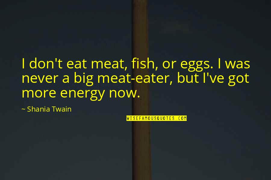 Eater Quotes By Shania Twain: I don't eat meat, fish, or eggs. I