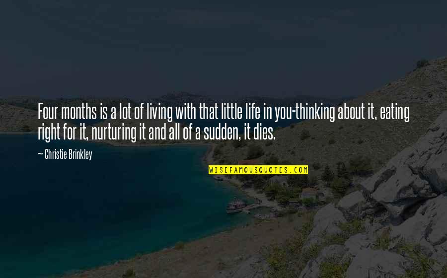 Eating With You Quotes By Christie Brinkley: Four months is a lot of living with Eating With You Quotes By Christie Brinkley: Four months is a lot of living with