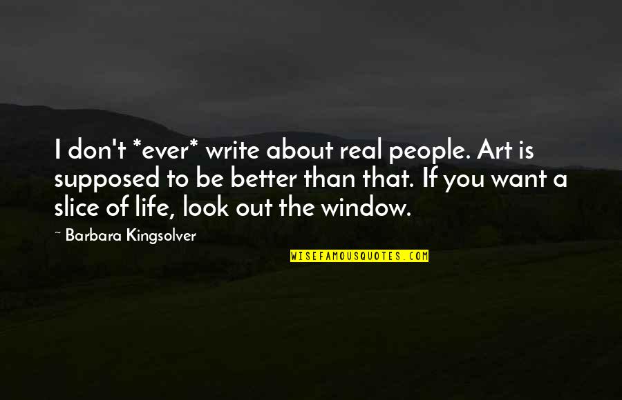 Eatting Quotes By Barbara Kingsolver: I don't *ever* write about real people. Art