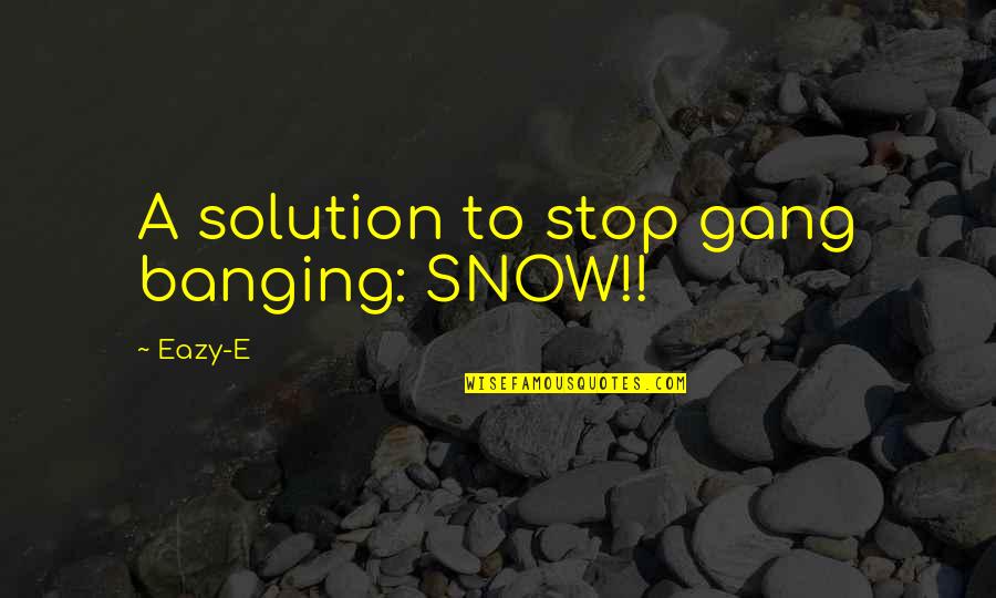 Eazy Quotes By Eazy-E: A solution to stop gang banging: SNOW!!