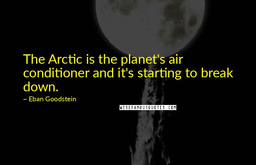 Eban Goodstein quotes: The Arctic is the planet's air conditioner and it's starting to break down.