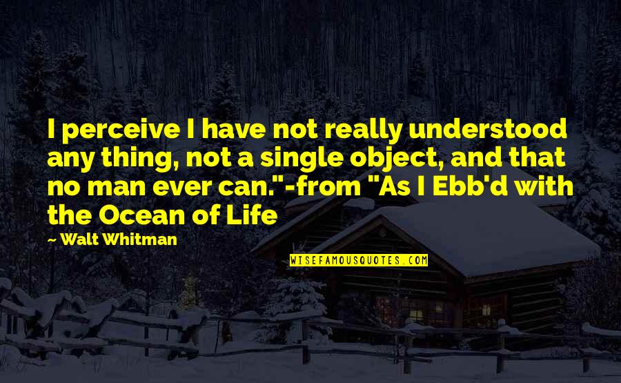 Ebb Of Life Quotes By Walt Whitman: I perceive I have not really understood any