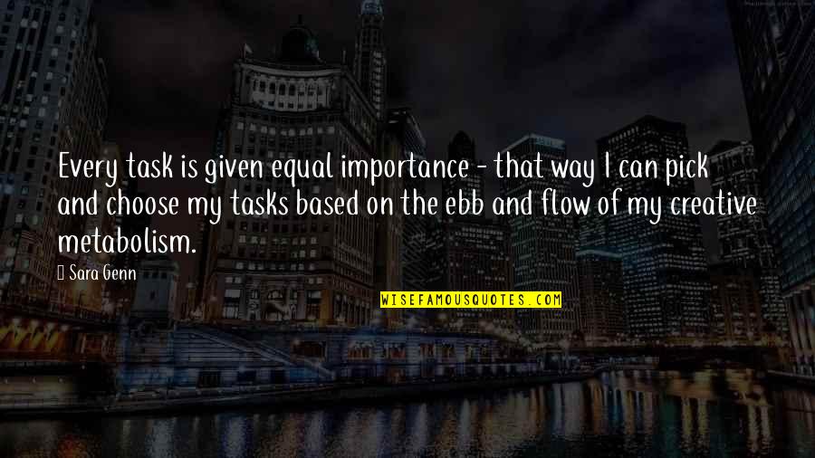 Ebb's Quotes By Sara Genn: Every task is given equal importance - that