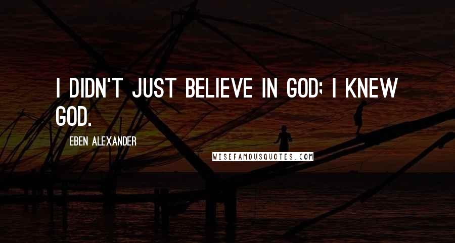 Eben Alexander quotes: I didn't just believe in God; I knew God.