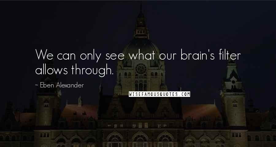 Eben Alexander quotes: We can only see what our brain's filter allows through.