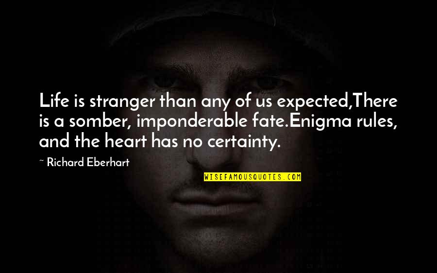 Eberhart Quotes By Richard Eberhart: Life is stranger than any of us expected,There