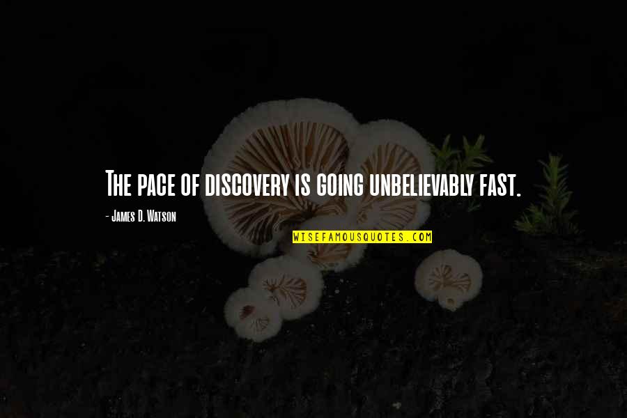 Eberharter Markisen Quotes By James D. Watson: The pace of discovery is going unbelievably fast.
