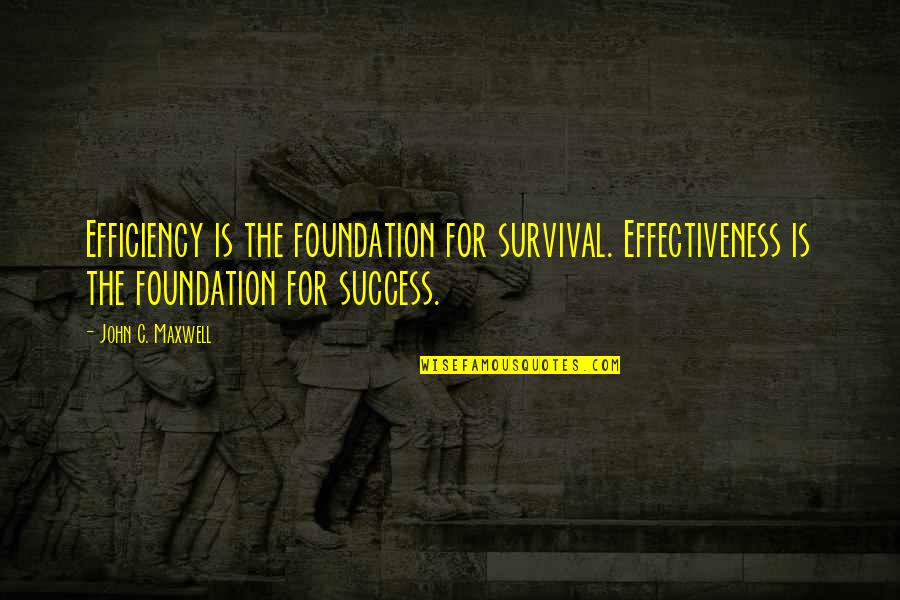 Ecard Friday Quotes By John C. Maxwell: Efficiency is the foundation for survival. Effectiveness is