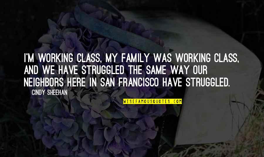 Ecatloge Quotes By Cindy Sheehan: I'm working class, my family was working class,