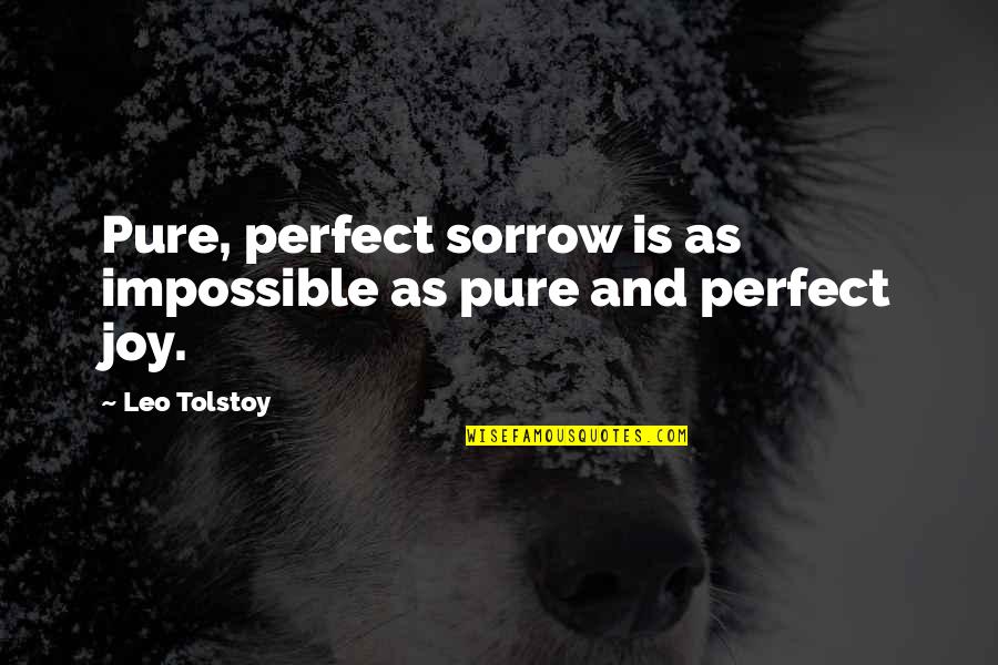 Eccentricity Formula Quotes By Leo Tolstoy: Pure, perfect sorrow is as impossible as pure