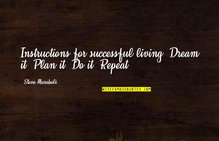 Ecchi Quotes By Steve Maraboli: Instructions for successful living: Dream it. Plan it.