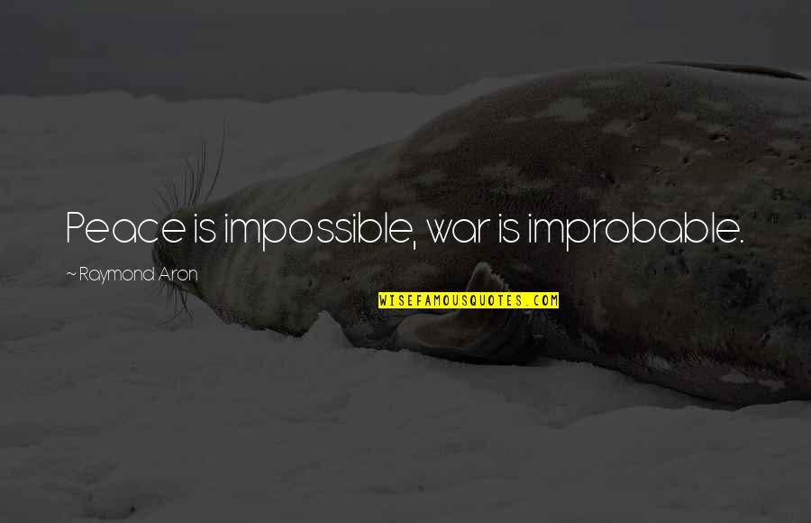 Ecclesiological Quotes By Raymond Aron: Peace is impossible, war is improbable.