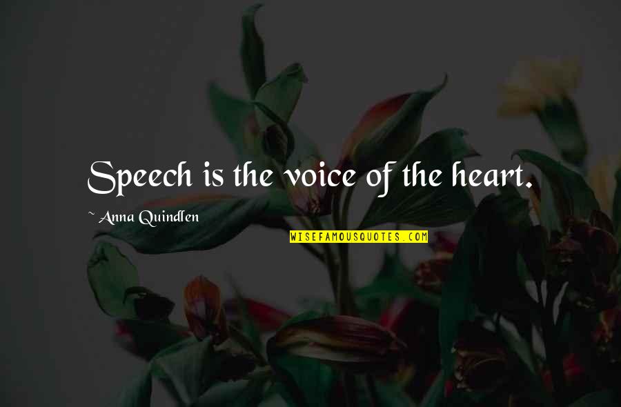 Eche Quotes By Anna Quindlen: Speech is the voice of the heart.