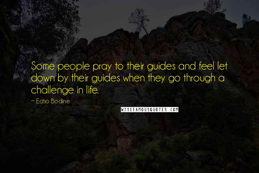 Echo Bodine quotes: Some people pray to their guides and feel let down by their guides when they go through a challenge in life.