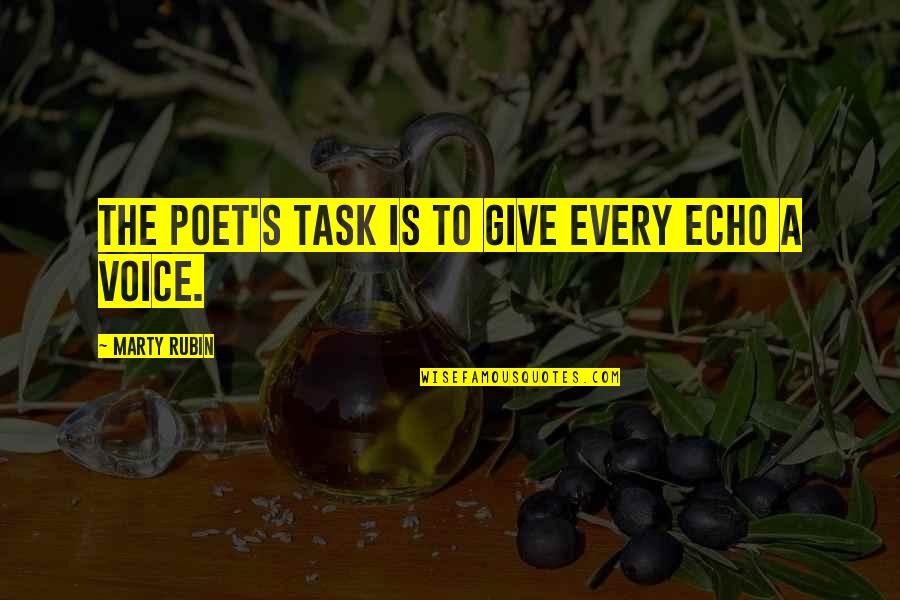 Echo's Quotes By Marty Rubin: The poet's task is to give every echo