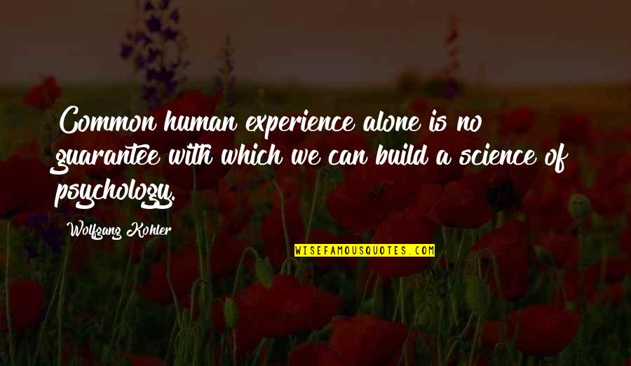 Eckelberger Quotes By Wolfgang Kohler: Common human experience alone is no guarantee with