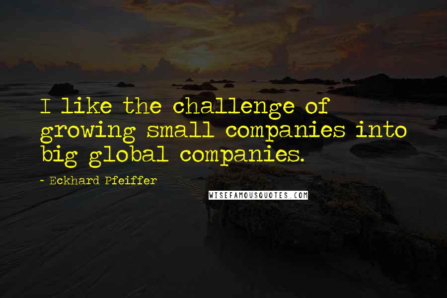 Eckhard Pfeiffer quotes: I like the challenge of growing small companies into big global companies.