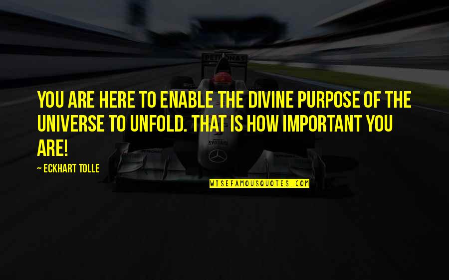 Eckhart Tolle Universe Quotes By Eckhart Tolle: You are here to enable the divine purpose