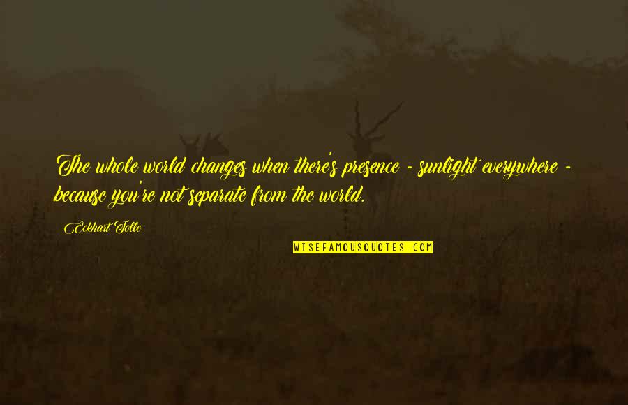 Eckhart Tolle's Quotes By Eckhart Tolle: The whole world changes when there's presence - Eckhart Tolle's Quotes By Eckhart Tolle: The whole world changes when there's presence -
