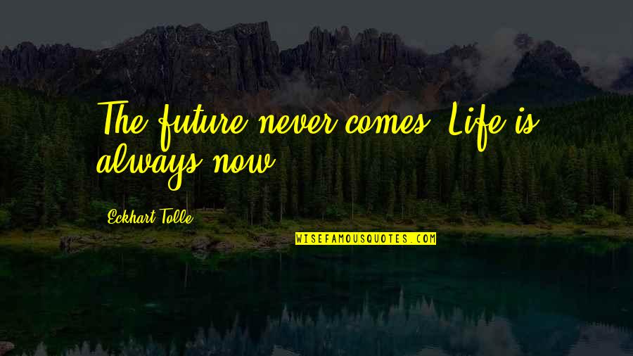 Eckhart Tolle's Quotes By Eckhart Tolle: The future never comes. Life is always now. Eckhart Tolle's Quotes By Eckhart Tolle: The future never comes. Life is always now.