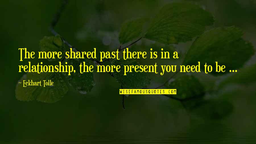 Eckhart Tolle's Quotes By Eckhart Tolle: The more shared past there is in a Eckhart Tolle's Quotes By Eckhart Tolle: The more shared past there is in a