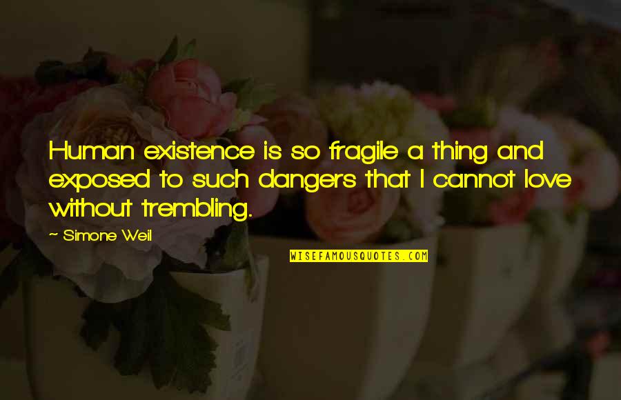 Eck's Quotes By Simone Weil: Human existence is so fragile a thing and