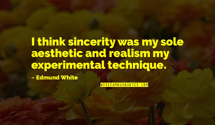 Ecmo Patient Quotes By Edmund White: I think sincerity was my sole aesthetic and