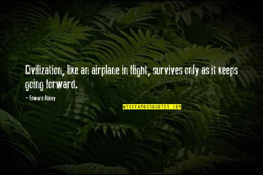 Eco Terrorist Quotes By Edward Abbey: Civilization, like an airplane in flight, survives only