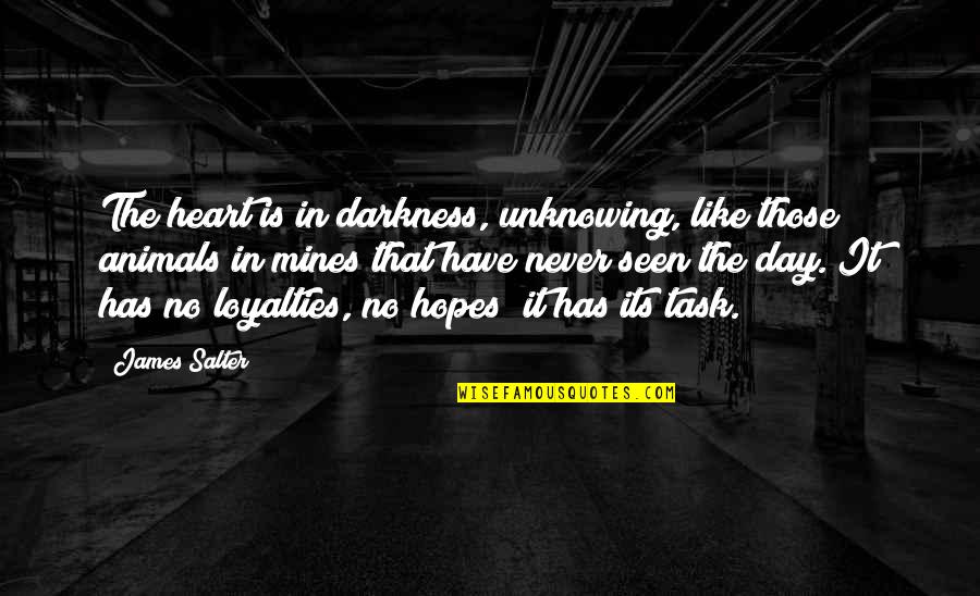Ecofreaks Quotes By James Salter: The heart is in darkness, unknowing, like those