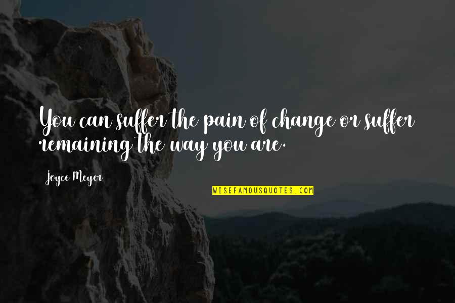 Ecologismo Profundo Quotes By Joyce Meyer: You can suffer the pain of change or