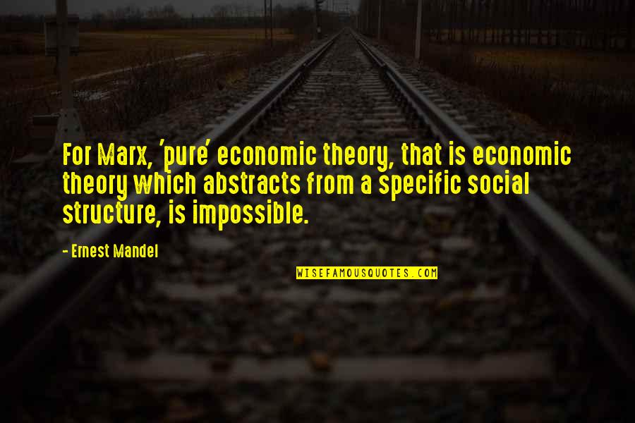 Economic Theory Quotes By Ernest Mandel: For Marx, 'pure' economic theory, that is economic Economic Theory Quotes By Ernest Mandel: For Marx, 'pure' economic theory, that is economic