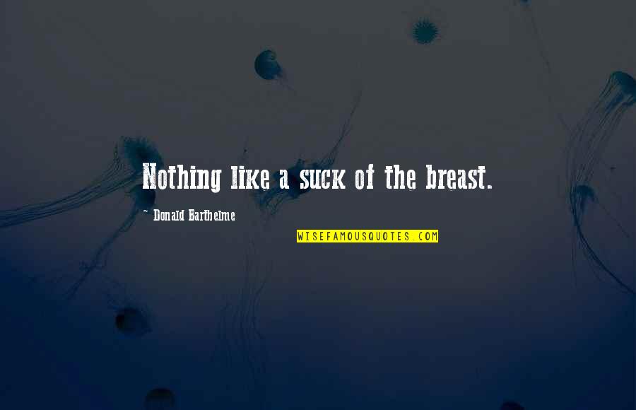 Economics Love Quotes By Donald Barthelme: Nothing like a suck of the breast.