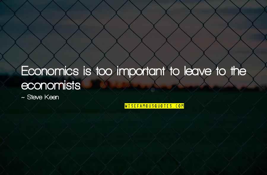 Economics Quotes By Steve Keen: Economics is too important to leave to the