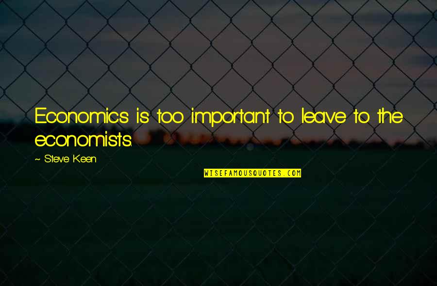 Economists Quotes By Steve Keen: Economics is too important to leave to the