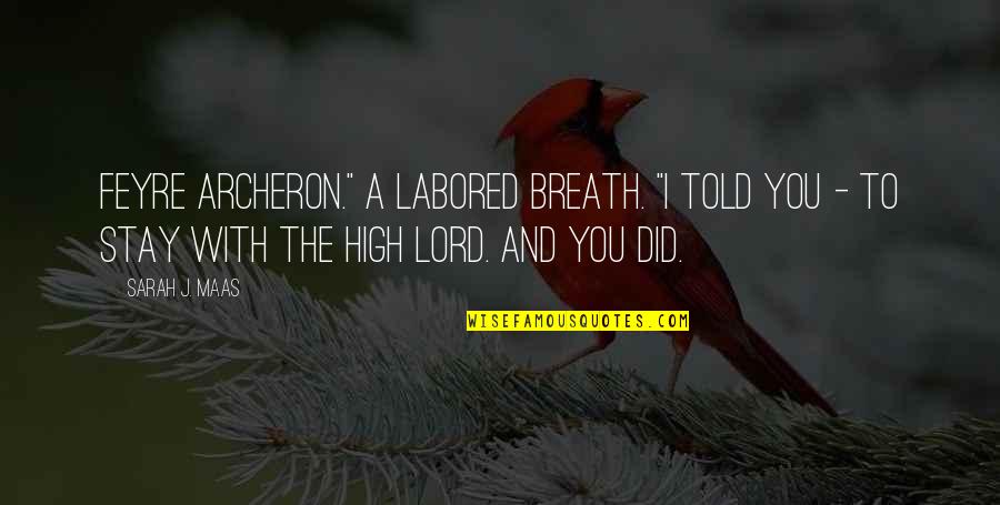 Economy And Environment Quotes By Sarah J. Maas: Feyre Archeron." A labored breath. "I told you