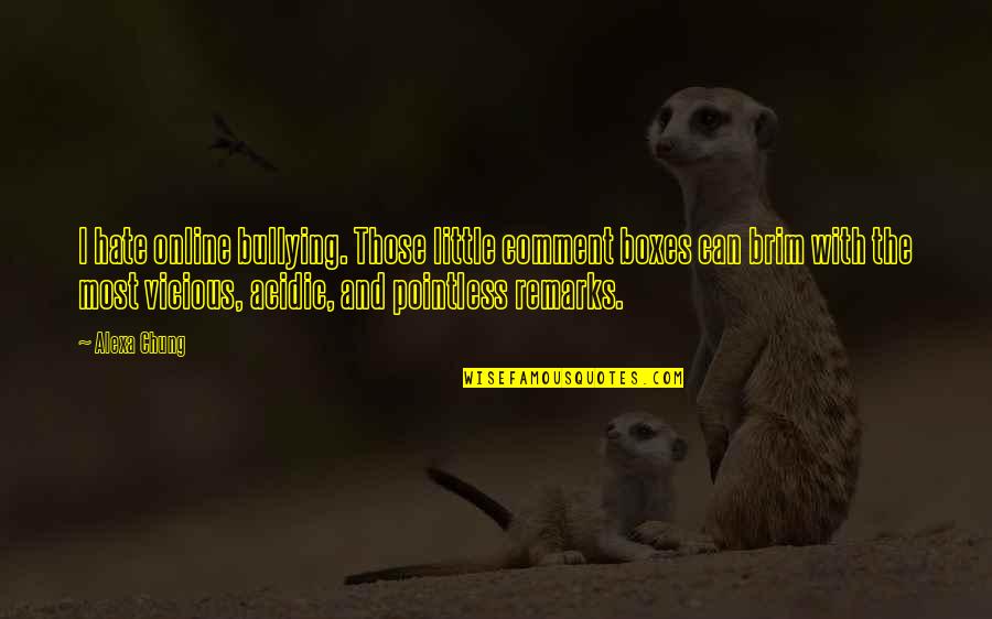 Ecovillages Quotes By Alexa Chung: I hate online bullying. Those little comment boxes Ecovillages Quotes By Alexa Chung: I hate online bullying. Those little comment boxes