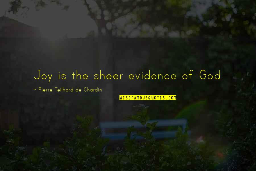 Ecriteau Quotes By Pierre Teilhard De Chardin: Joy is the sheer evidence of God.