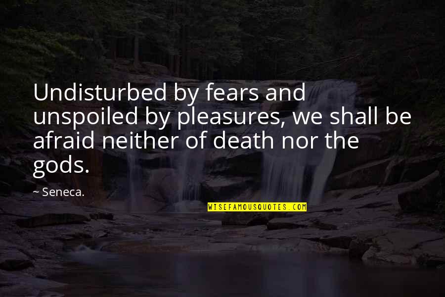Ecstatic Happiness Quotes By Seneca.: Undisturbed by fears and unspoiled by pleasures, we